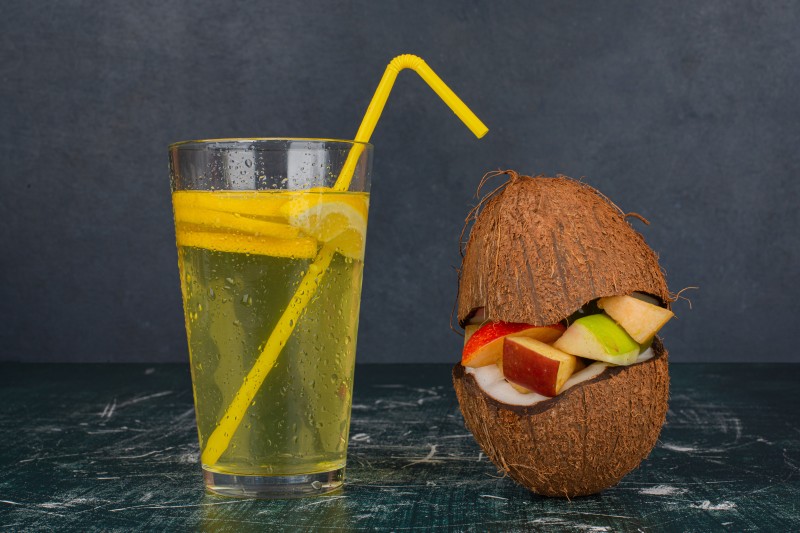 various-fruits-half-cut-coconut-glass-juice-marble-table (2)_Activ Living Community